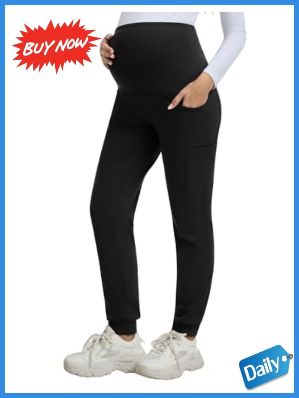 Maternity Jogger Scrub Pants High-Rise Stretch Nylon Spandex 6 Pockets